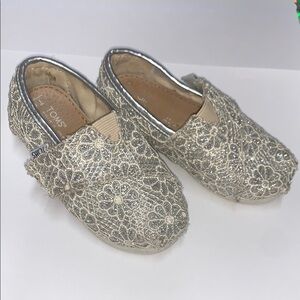 Toms Metallic Floral Baby Shoes